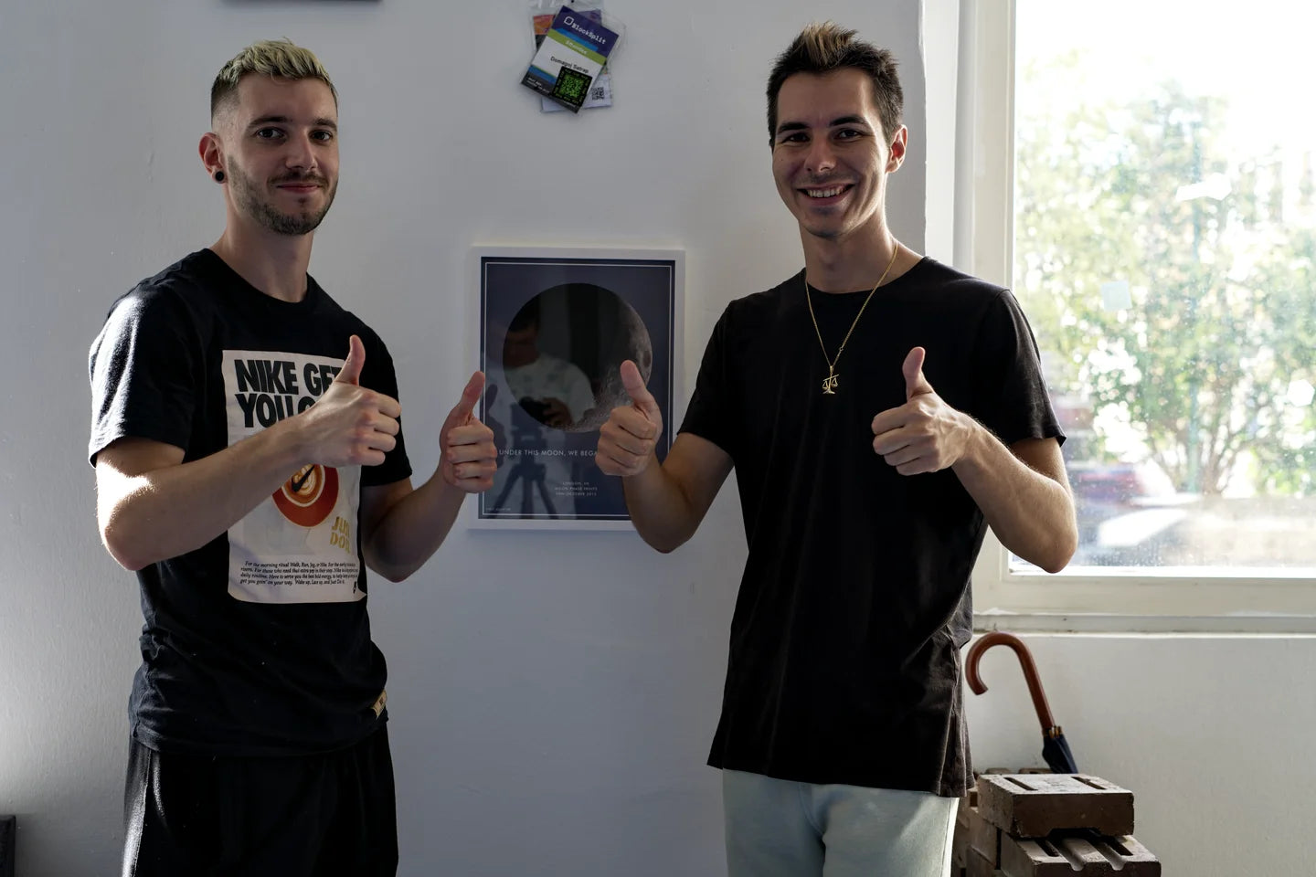 Antonio and Filip beside one of their first moon prints.